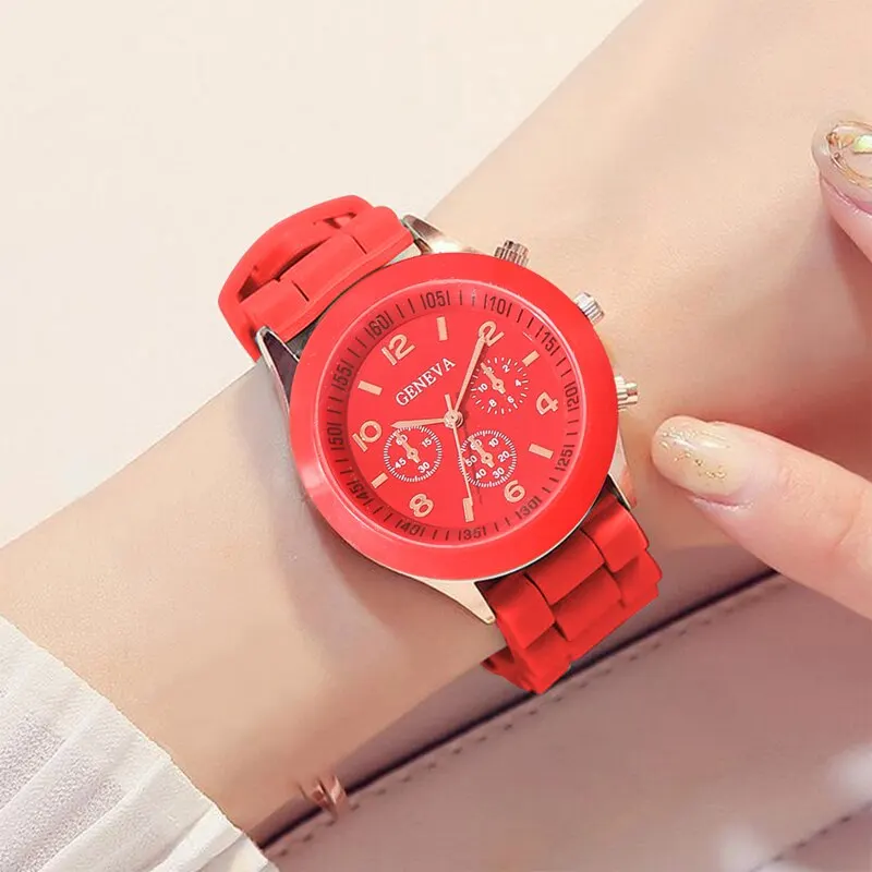 Reloj Mujer 2023 Fashion Women Watches Elegant Red Silicone Quartz Watch Luxury Ladies Clock Gift for Girls Relogio Feminino