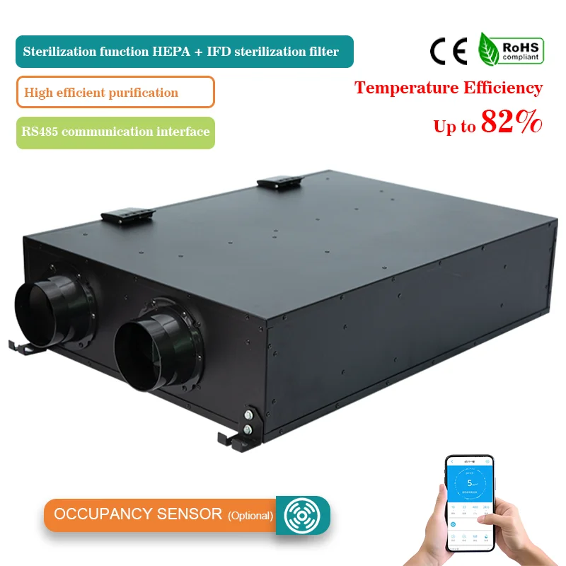 Fresh Air Ventilation System HEPA IFD Sterilization Filter Energy Recovery Indoor Air Quality Solution
