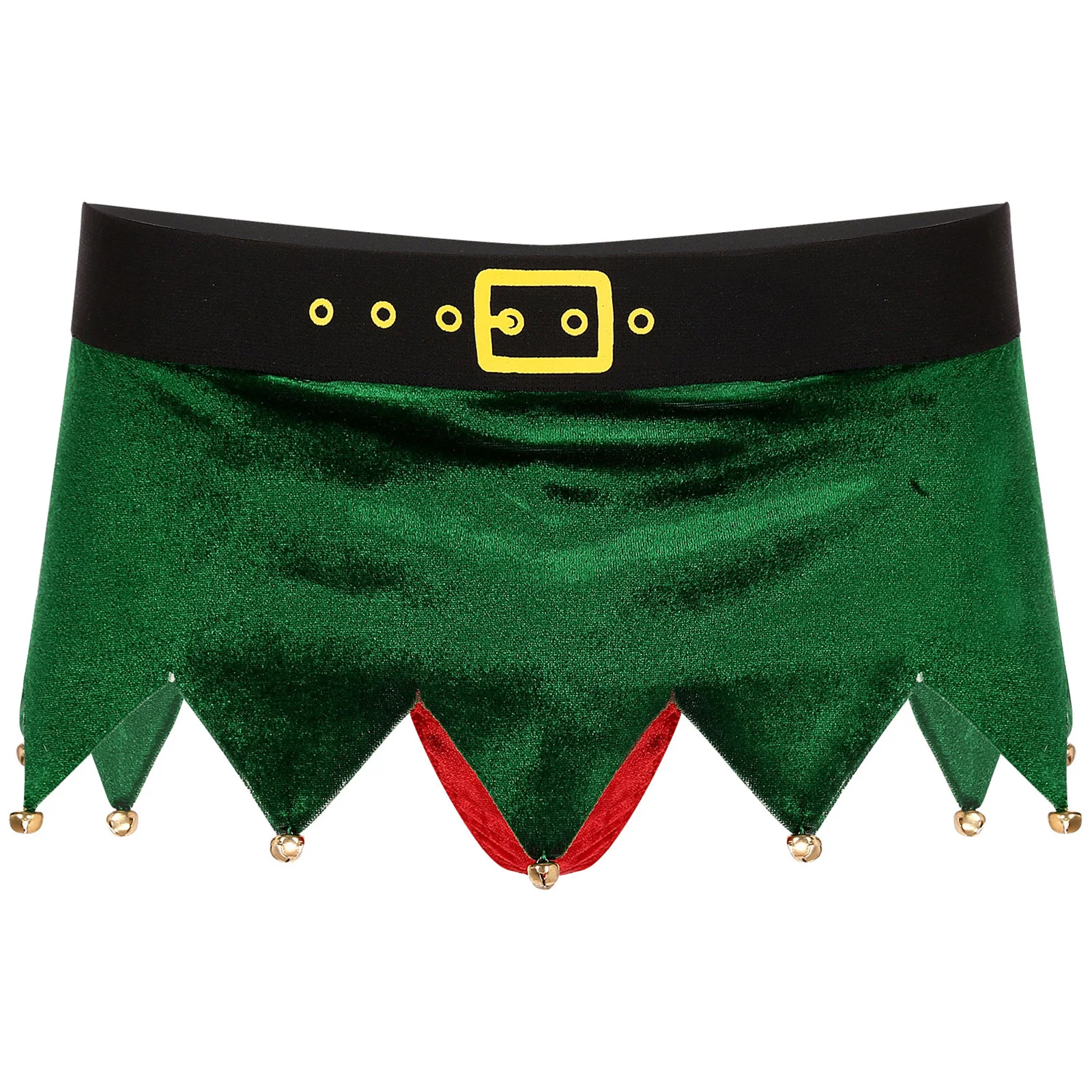 Mens Soft Velvet Santa Skirted Briefs Underwear Christmas Costume Holiday Party Skirts Low Rise Bulge Pouch Jagged Mini Skirt