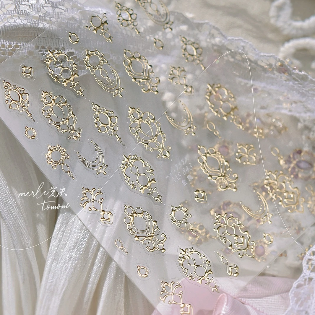 Metall Böhmen Ethno-Stil Muster Linie Edelstein Stern Liebe Herz Schmetterling Fotorahmen Uhr Planet Mond Nail Art Aufkleber Aufkleber