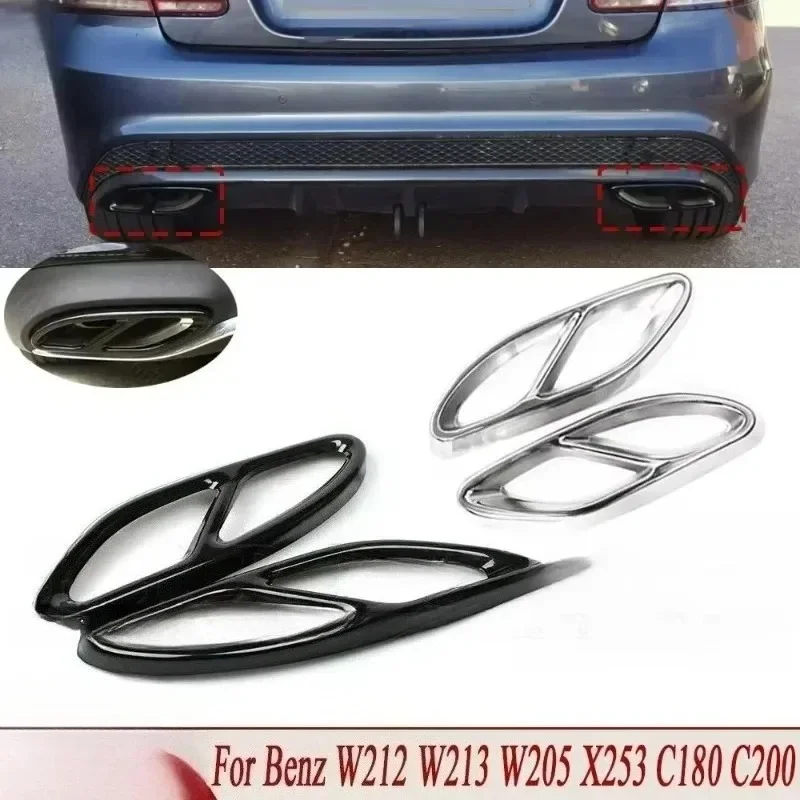 Exhaust Tip Muffler Pipe Cover Tail Pipe Stee for A Class W176 B Class W246 For W212 W213 W205 X253 C180 C2 R-AUTO