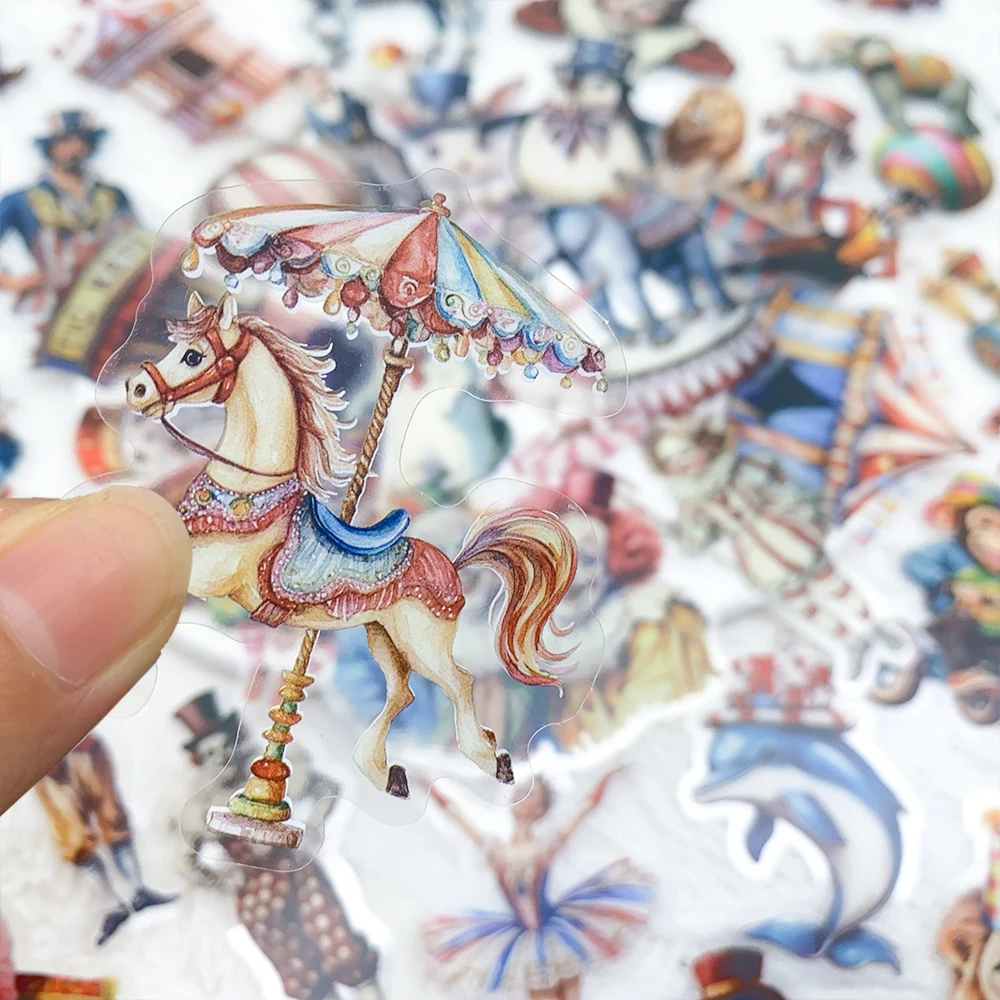 50 قطعة ملصقات الحيوانات الأليفة شفافة السيرك الشارات للهاتف المحمول دفتر سكيت الغيتار DIY بها بنفسك ملصقات الجمالية الهدايا الإبداعية