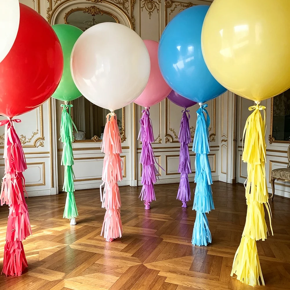 

36 Inch Giant Latex Balloon with Colorful Paper Tassel Jumbo Helium Balloon for Birthday Wedding Gender Reveal Party Decoration