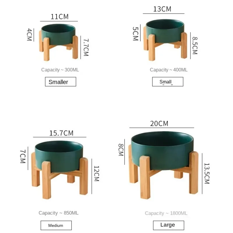 1500ml dużych psów miska podwójna ceramiczna podwyższona podajniki wody karma dla zwierząt domowych małe średnie duży pies zapasy do karmienia z drewniany stojak