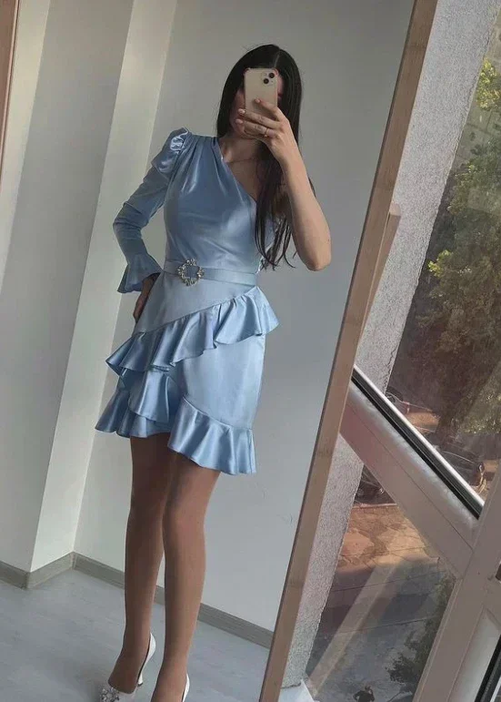 Exquisitos vestidos de graduación con volantes, vestido de cóctel de un solo hombro, vestidos formales elegantes de fiesta de alta calidad para mujer personalizados