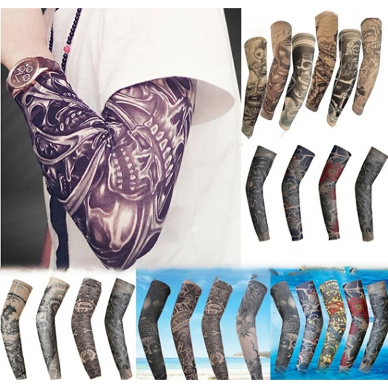 Fashion Tattoo Sleeves Arm Warmer UV Protection Outdoor Fake Tattoo Arm Sleeve