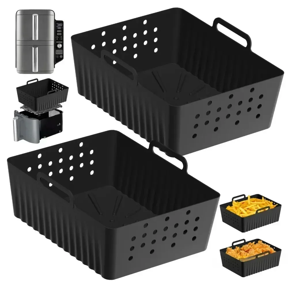 For Ninja SL400/SL401 Reusable Silicone Air Fryer Liners Ventilated Non-Stick Design Multi-Use for Fries Chicken Bread Baking