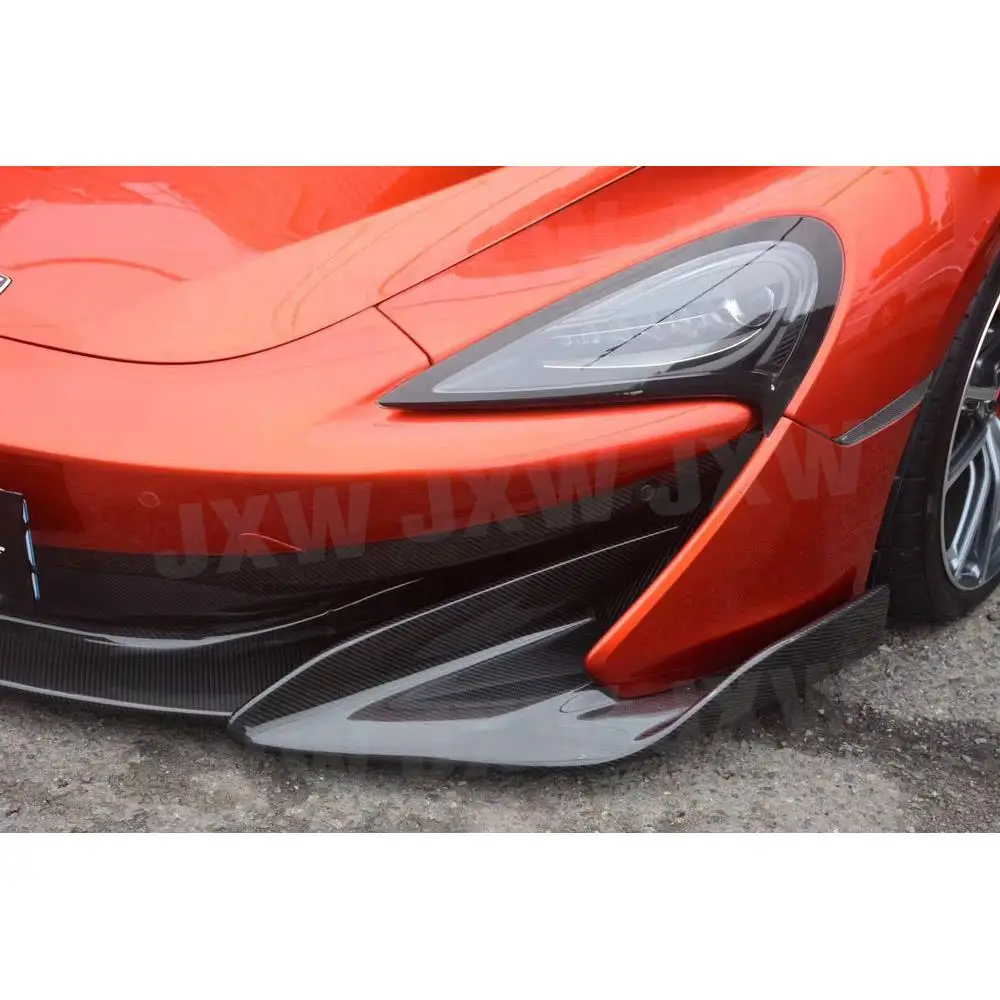 JXWANCF ألياف الكربون الجافة الجبهة حافة مصد السيارة الجانب الخائن سبويلر ل ماكلارين 540C 570S 570GT 600LT المئزر سيارة