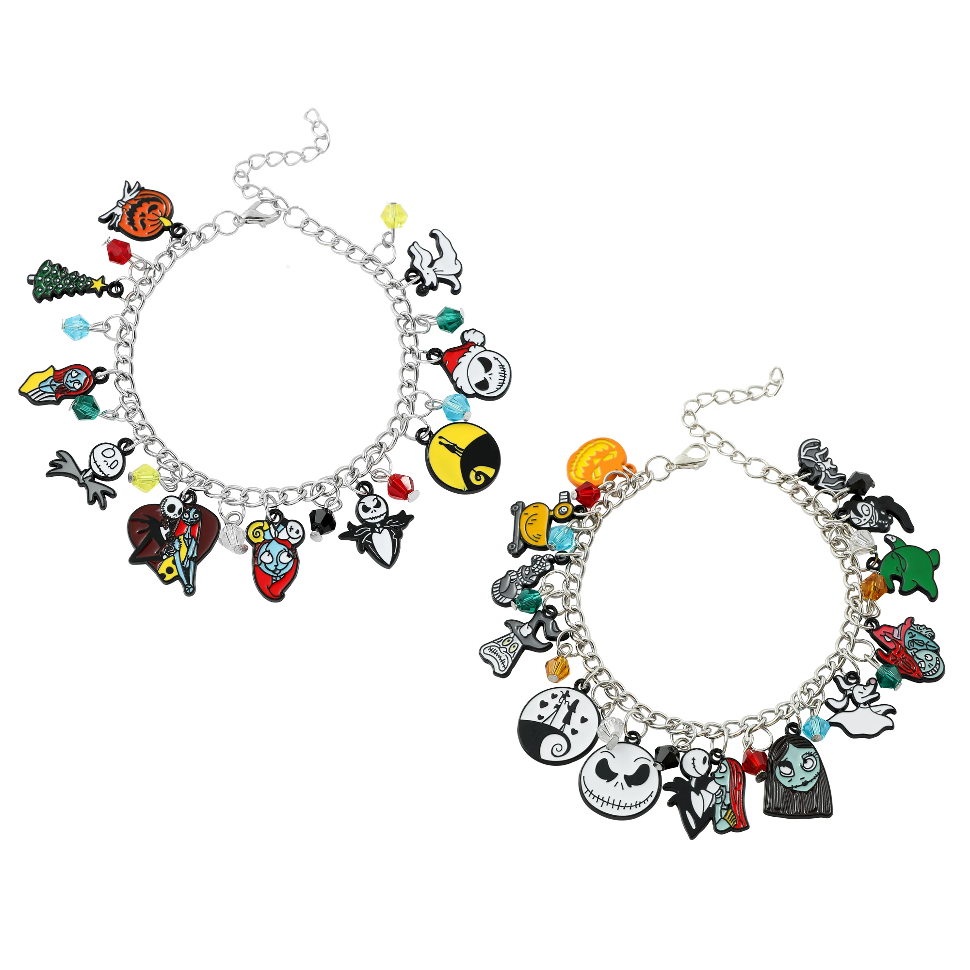 Nightmare before Christmas Bracelets Set for Women with Jack Skellington Sally Oogie Boogie Charms Halloween Themed Jewelry Gift