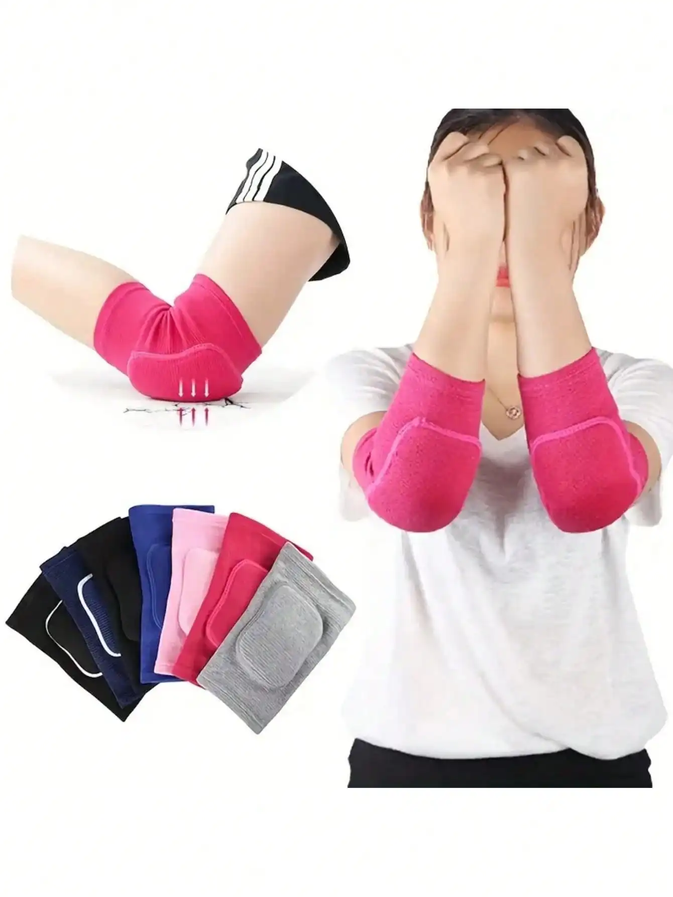 

2pcs/1pair Men Women Elastic Elbow Pads Sport Fitness Elbow Support Thickened Sponge Elbow Brace Tennis Basketball Football Volleyball Arm Sleeve Pad Adults