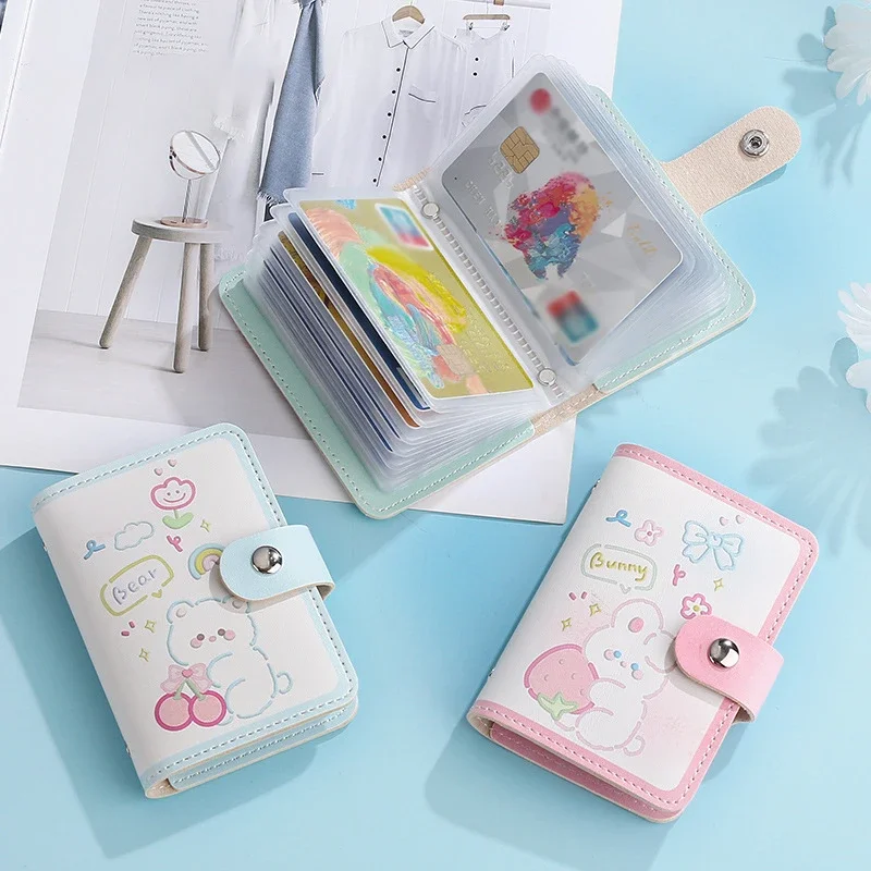 22 Slots Cute Cartoon Card Holder PU Leather Credit Card Case Business ID Card Bag Portable Purse Wallet Kawaii Photocard Holder