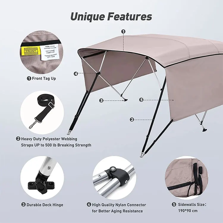 Marine Top Boat Accessories Foldable Easily Installed Kayak Cover Boat Canopy Universal