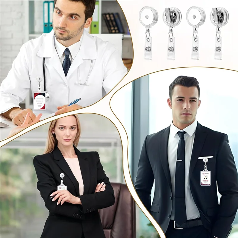 

Reliable-25Pcs Retractable Badge Reels Badge Reel Clips Badge Holders With Swivel Alligator Clip Retractable ID Name Card Holder