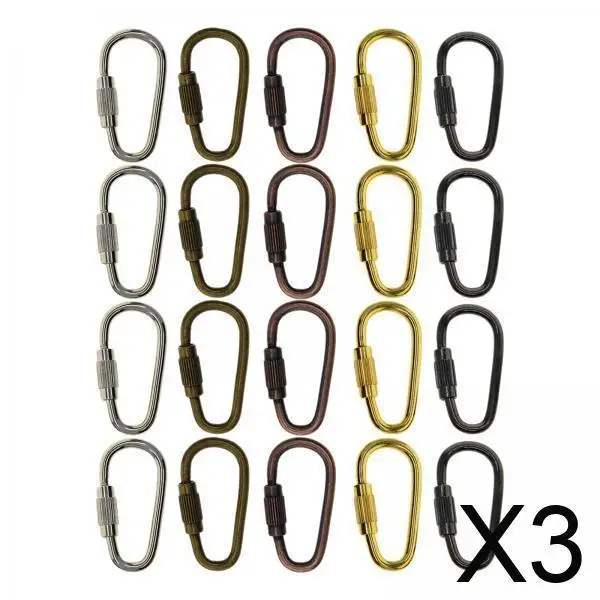 

3x20 шт. миниатюрных стальных зажимов с фиксатором, легкие карабины с винтовым замком