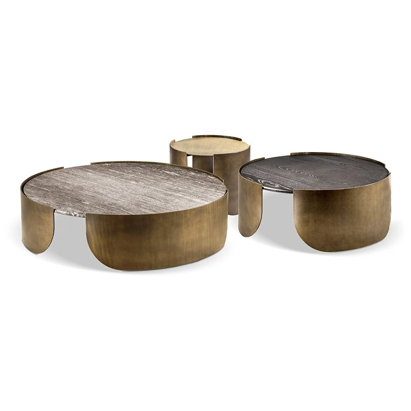 

Living room light luxury coffee table combination, simple stainless steel small coffee table