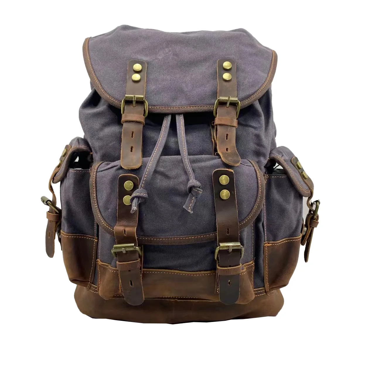 Large Capacity Europe America Style Outdoor Backpack Canvas Leather Backpack for Men Women Student Travel Hiking Climbing Bag 가방