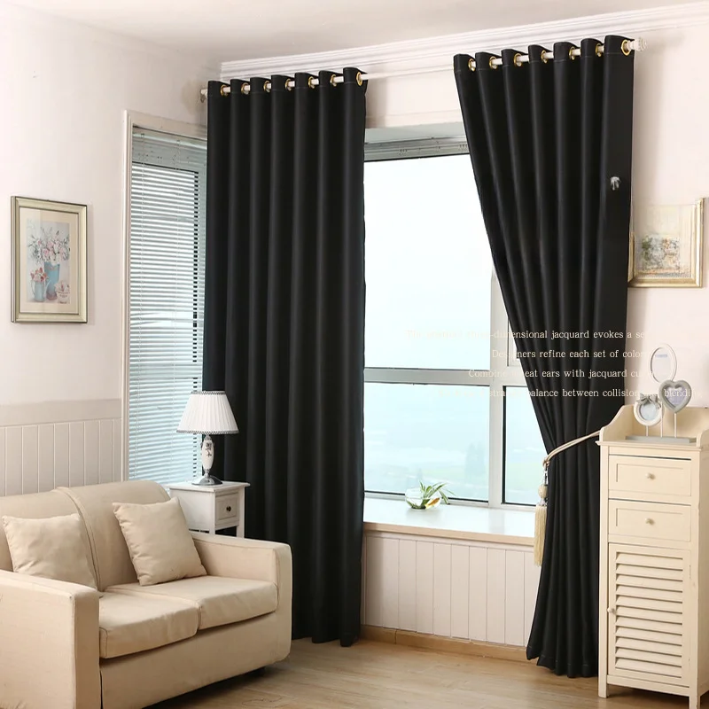 Thickened Solid Color Curtains for Living Room Double-sided Matte Cortina High-precision Drapes Blackout Curtains Window Custom