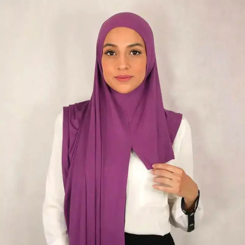 أحدث حجاب فوري من القطن الناعم، لفة مزدوجة، لفافة رأس إسلامية، وشاح حجاب - 4