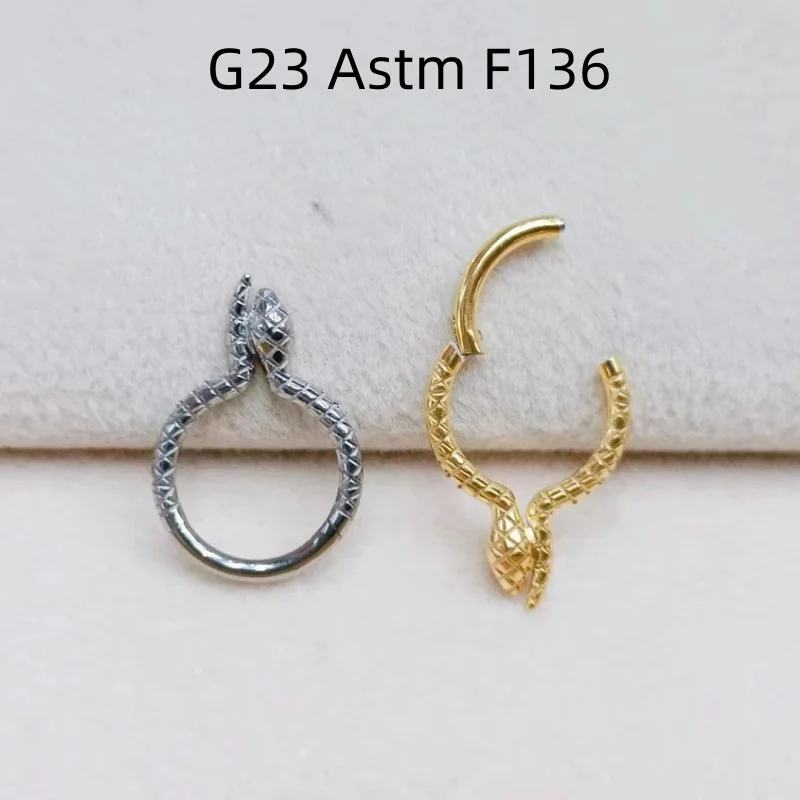 

Серьга-змея из титана G23 ASTM F136, кольцо для носа, перегородка, серьги для губ, ушей, козелка, бриллиантовое ювелирное изделие для пирсинга тела, 10 шт.