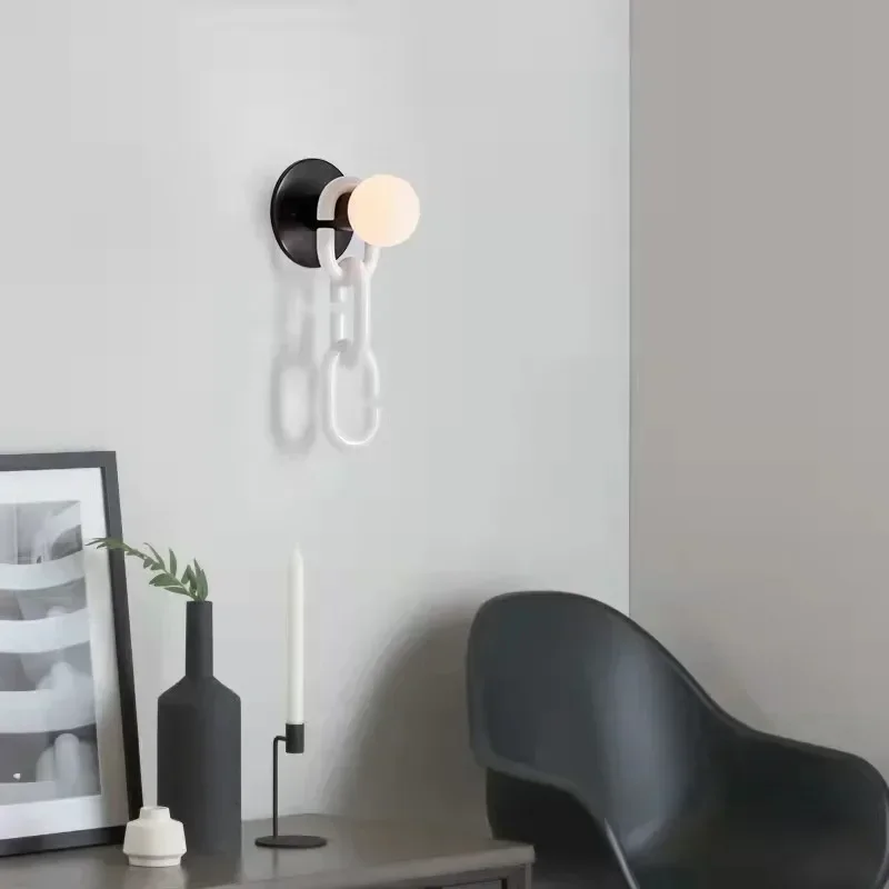 Nordic Chain Wall Light Glass Ball Lamp Bedroom Bedside Living Room Study Cloakroom Art Home Decor