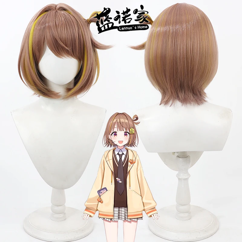 วีทูเบอร์ เซนโต ยูฮิ คอสคอสเพลย์วิกผมฮาโลวีนปาร์ตี้คาร์นิวัลอุปกรณ์ประกอบฉากผมสังเคราะห์เส้นใยทนความร้อน + หมวกวิกผม