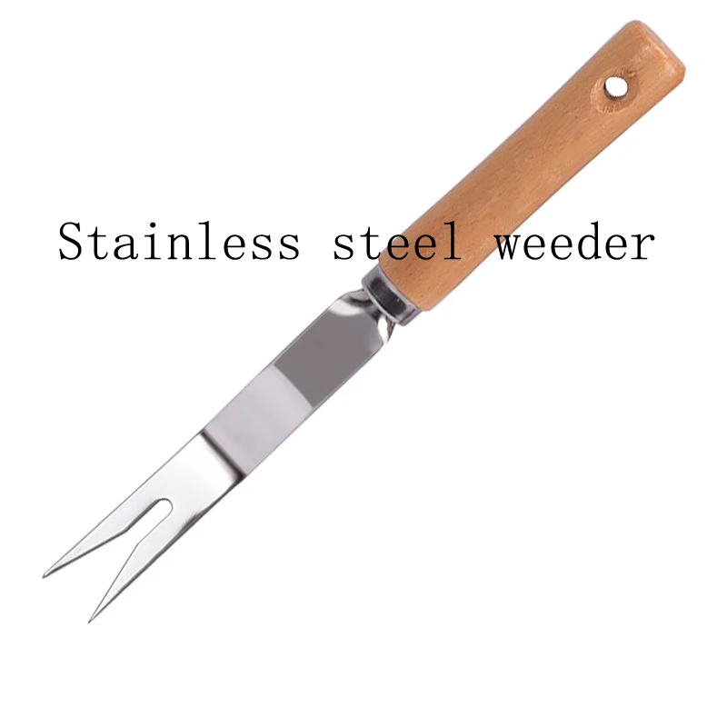 Wood Handle Stainless Steel Garden Weeder Hand Weeding Removal Cutter Dandelion Puller Tools Multifunction Weeder Transplant