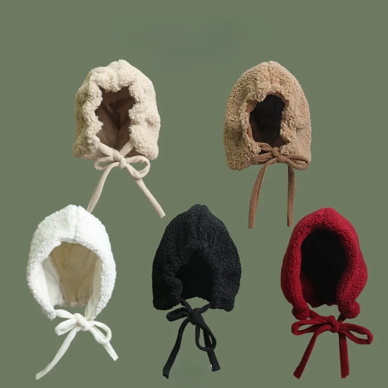 Protezione dell\'orecchio inverno giapponese carino peluche Bomber cappello caldo e alla moda coreano dolce Bowknot berretto da donna cappuccio