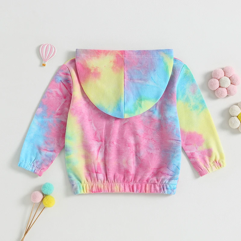 Toddler Girls Zip Up Hoodies Jacket Tie-Dye Print Hooded Long Sleeve Baby Coat Fall Winter Infant Clothes Outerwear 0-24Months