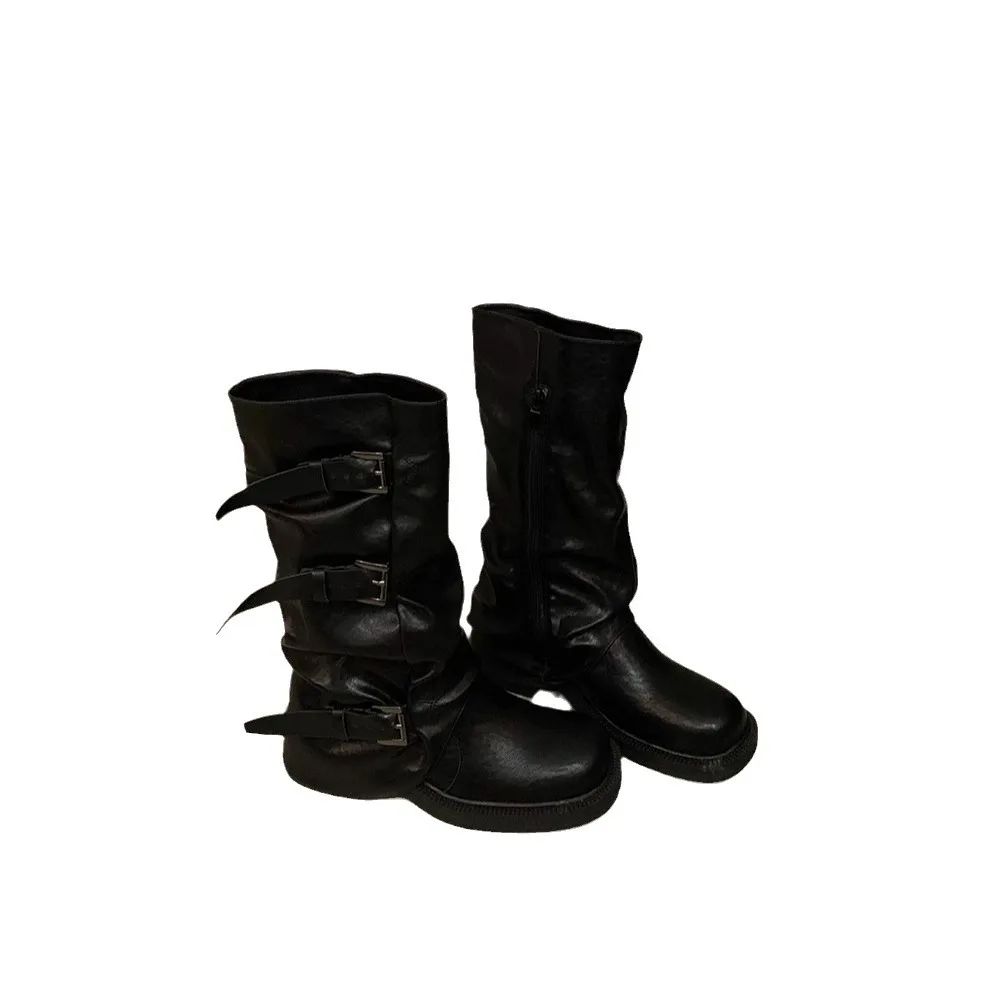 

Women's Retro Coarse Heel Medium Tall Boots Western Cowboy Pile Boots Knight Boots Autumn French Women's Boots