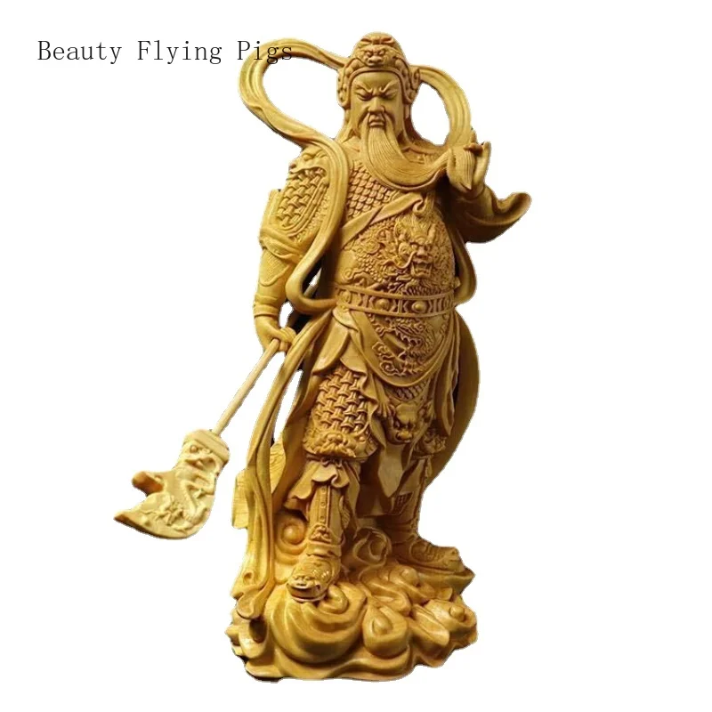 Chinese classical solid wood carving, Guangong Jialan Weituo Bodhisattva decorations, home offerings, door gods, handicrafts