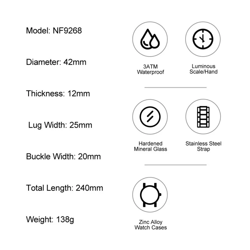 Top Brand NAVIFORCE Mens Quartz Calendar Watch Stainless Steel Band 30M Waterproof Shockproof Night Light Trendy Male Wristwatch