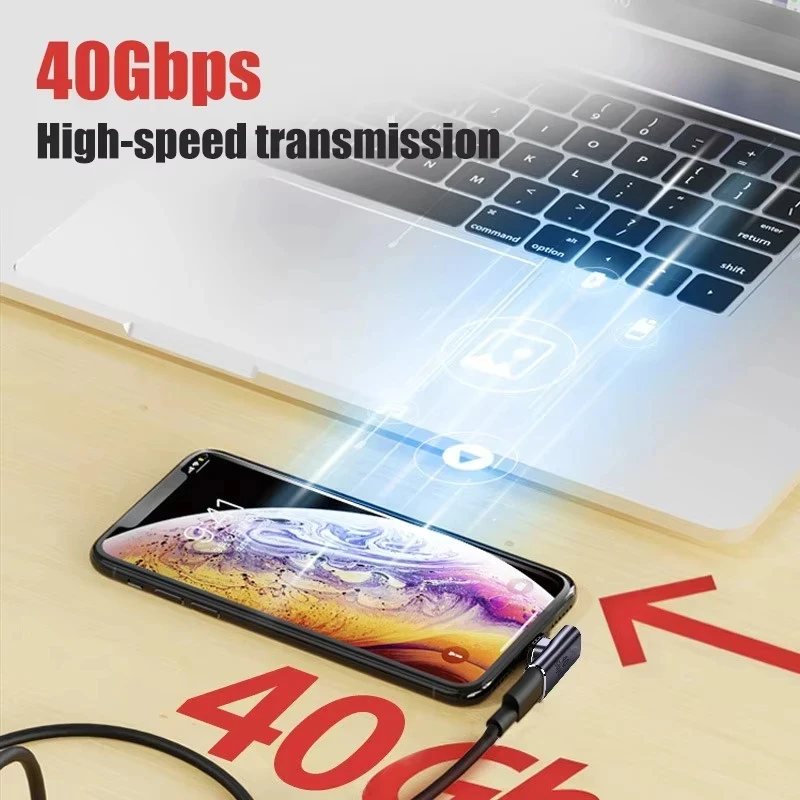 NNBILI USB4.0 40Gbps OTG Type C 90 Degree 100W 5A USB C to Type C Fast Charging Converter USB C Data Adapter For Macbook 8K60HZ