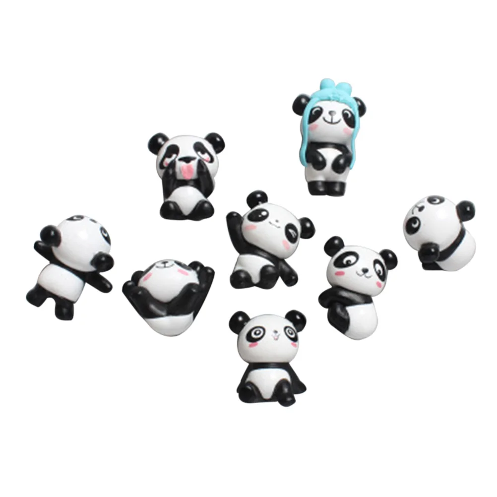 

8 Pcs Wall Sticker Panda Fridge Magnet Door Funny Three-dimensional Decals Removable