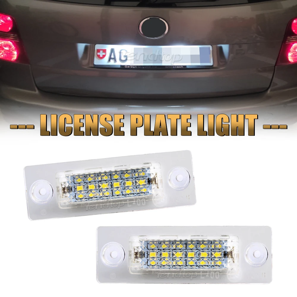 1Pair For Volkswagen Touran Passat Jetta Caddy LED Number License Plate Light Lamps White Led Car No Error Car License Plate