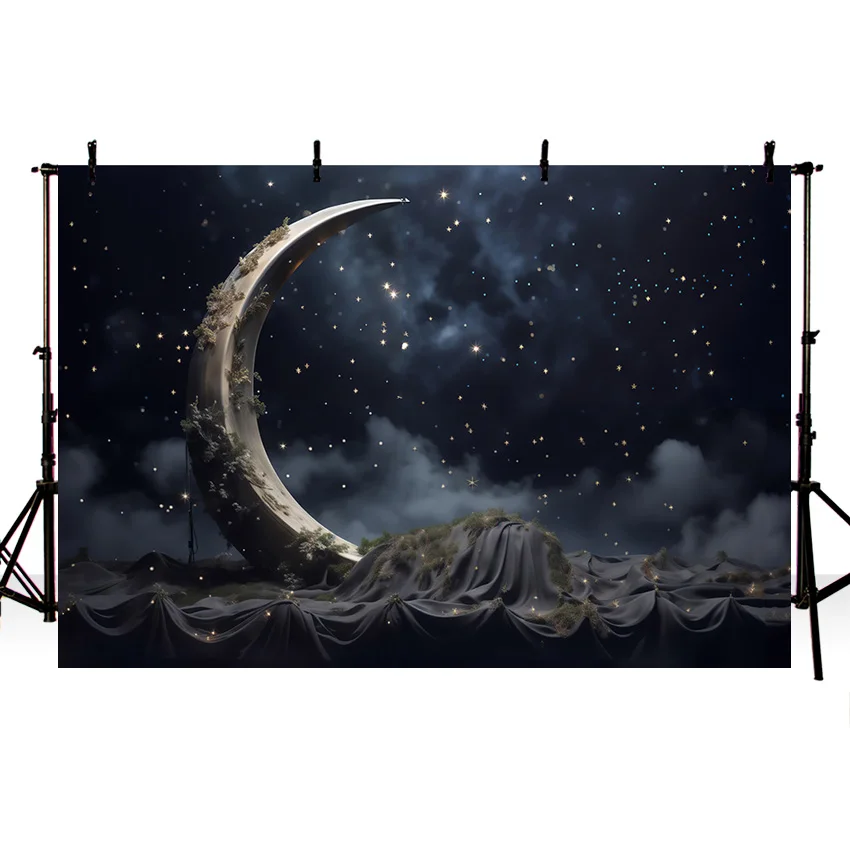 Mehofond Twinkle Twinkle Little Star Photo Backdrop Newborn Birthday Party Moon Night Decoration Photography Background Props