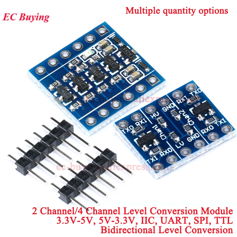 1-20Pcs 2 4 Channel Way IIC I2C Logic Level Converter 5V to 3.3V Bi-Directional Conversion Board Module UART SPI TTL For Arduino