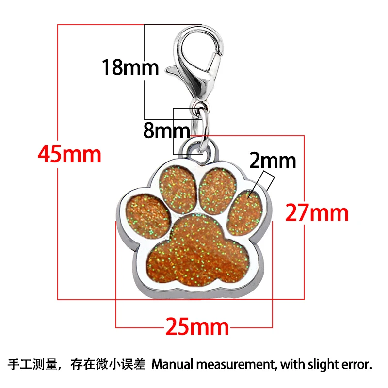 Hang Pendant Charms Lobster Clasps Glint Cat Dog Paw Footprint  DIY Pet Collar Keychain Jewelry Making  25mm x 27mm Women Gift