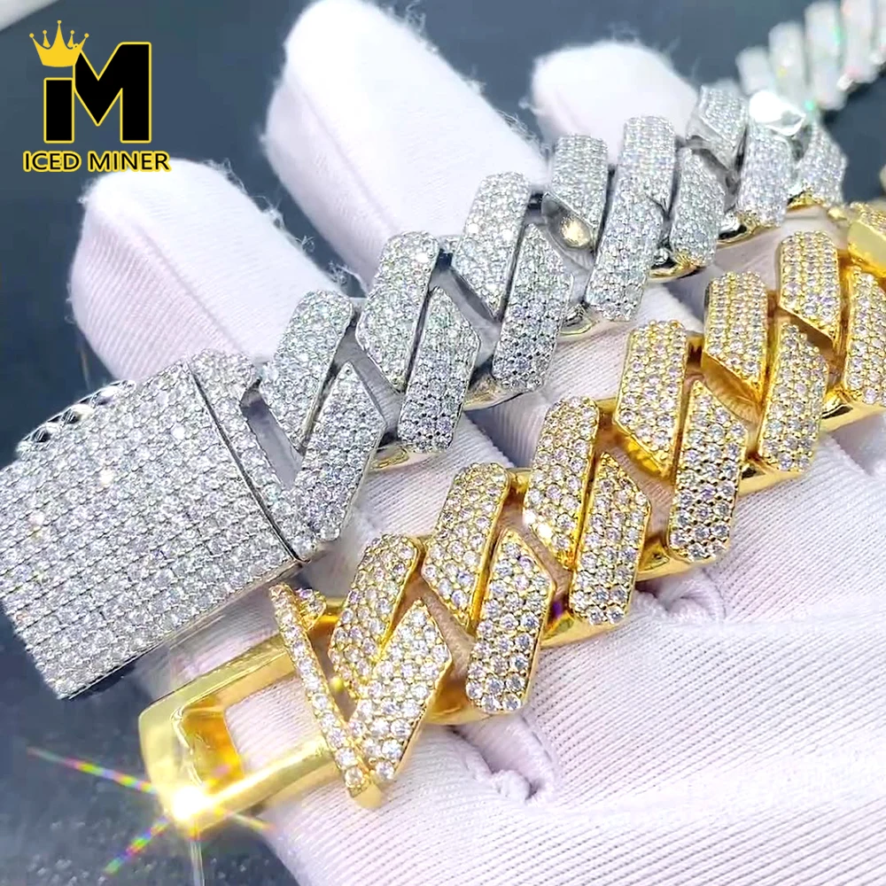 18mm Square Zircon Iced Out Cuban Chain Necklaces For Men Women Brass Bling Goth Hip Hop Jewelry Free Shipping