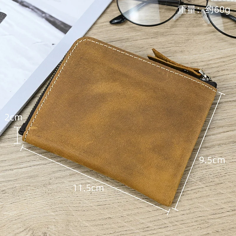Schlanke Geldbörse aus echtem Leder, kleiner Münzgeldbörse mit Reißverschluss, langlebiges Münzfach aus Leder für Damen und Herren