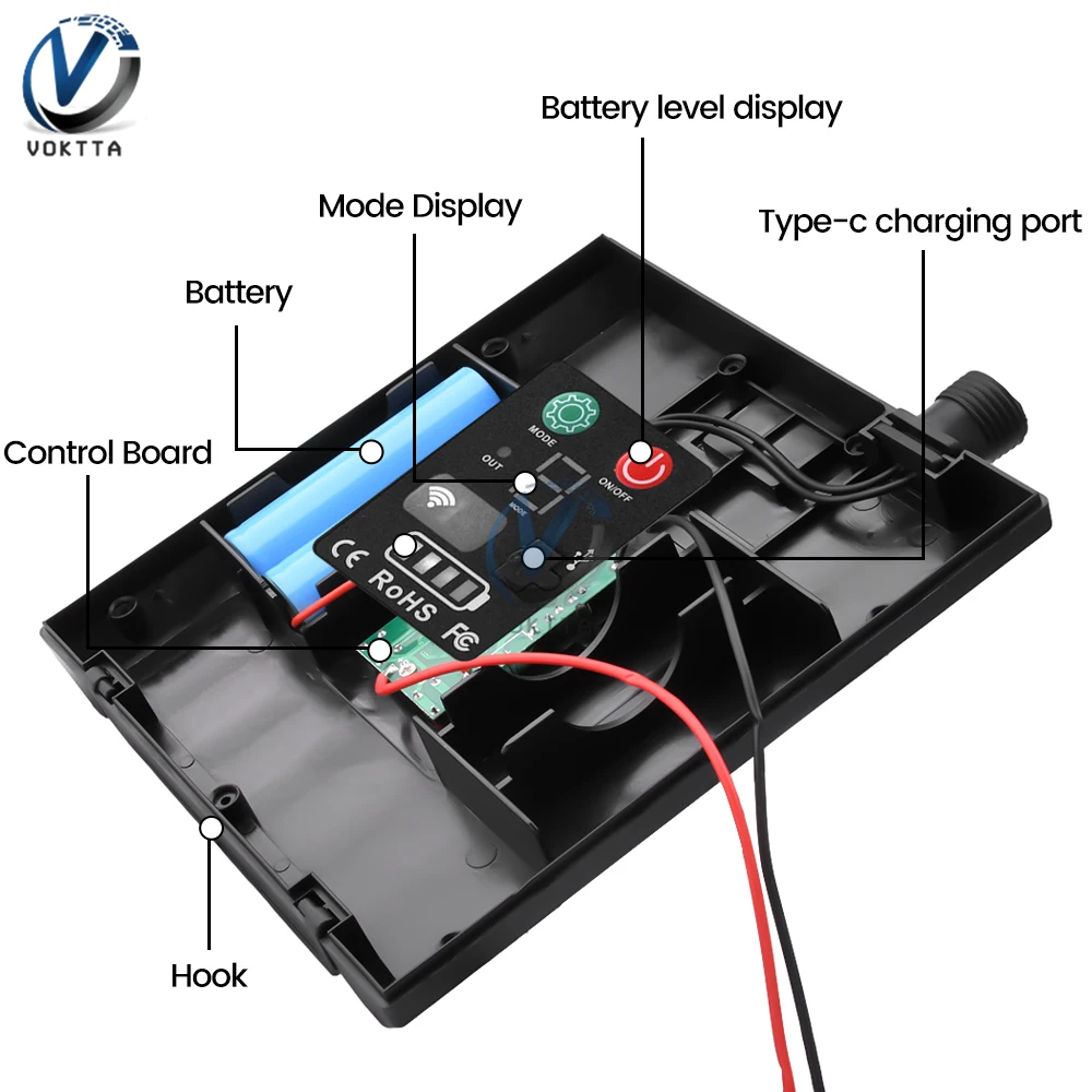 2400MAH Solar Panel Controller LED Light String Control Box TYPE-C Circuit Remote Control Board Solar Light Controller Module