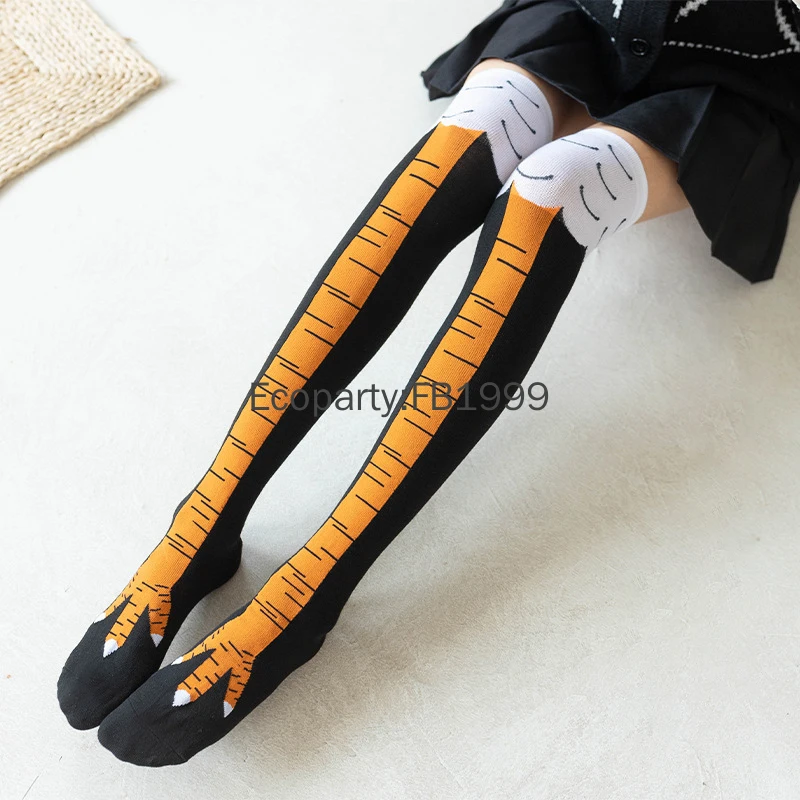 New Adult Funny Chicken Paw Stocking Over-knee Pressure Thin Leg Long Stockings Autumn Winter Middle High School Girls Socks