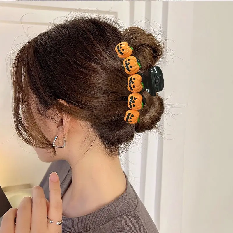 

Cute Girl All Saints Day Monstrous Pumpkin Hairpins Orange Pumpkin Magic Wizard Hat Female Funny Hairpins Party Hair Accessories