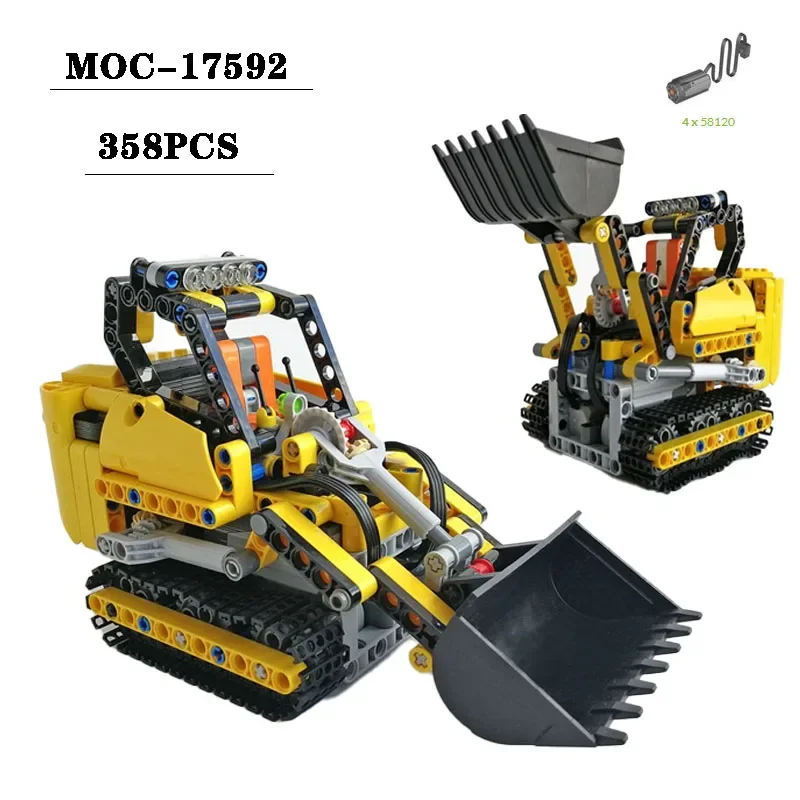 Classic Building Block MOC-17592 Engineering Tracked Small Forklift 358PCS High difficulty Assembly Model Children's Toy Gift