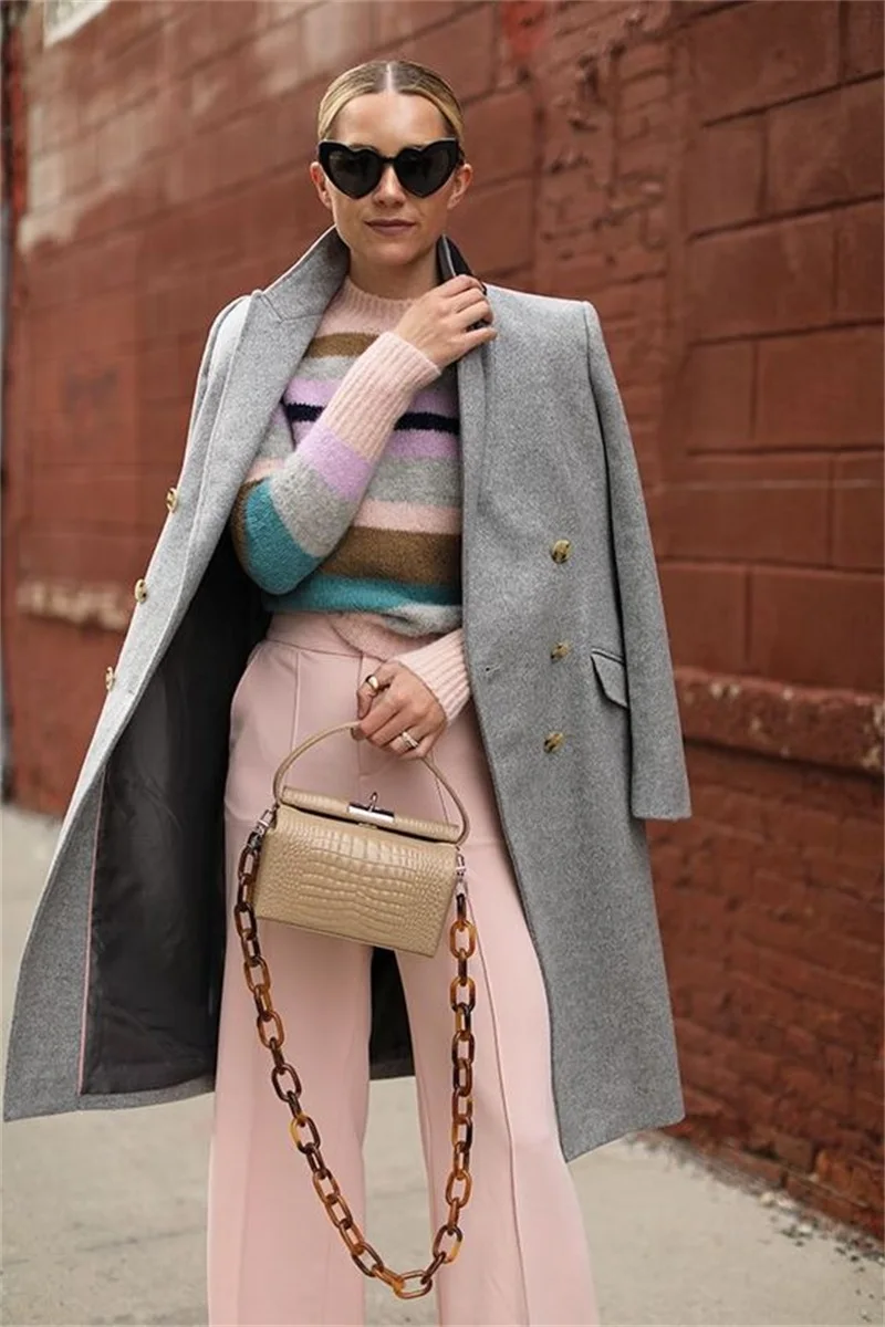 Abrigo largo de lana para mujer, chaqueta gruesa de Cachemira para oficina, traje Formal gris, traje hecho a medida, vestido de graduación, Invierno