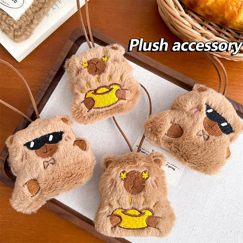 Cute Capybara Plush Toy Soft Stuffed Doll With Lanyard Keychain Backpack Pendants Bag Hanging Ornaments Couple Accessories Gifts