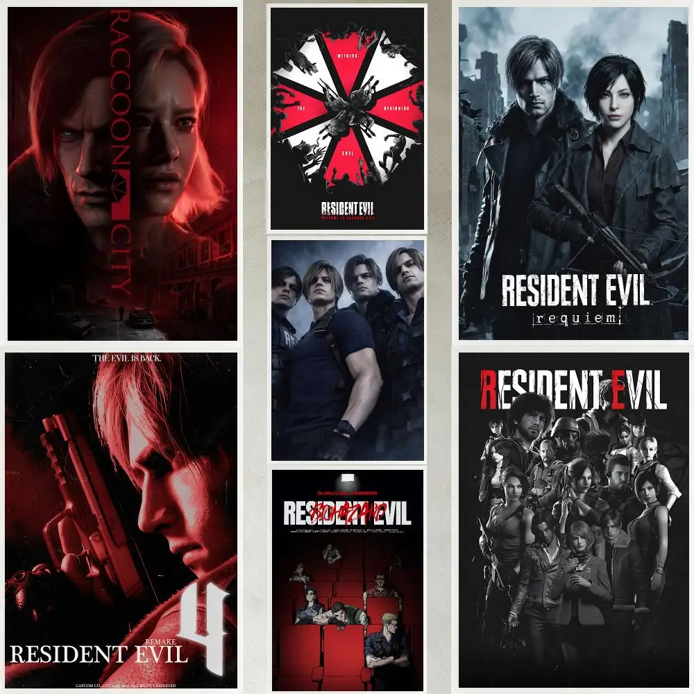 game Resident Evil Poster Poster HD Waterproof Self-adhesive Art Print Wall Decor for Bedroom Living Room Gift