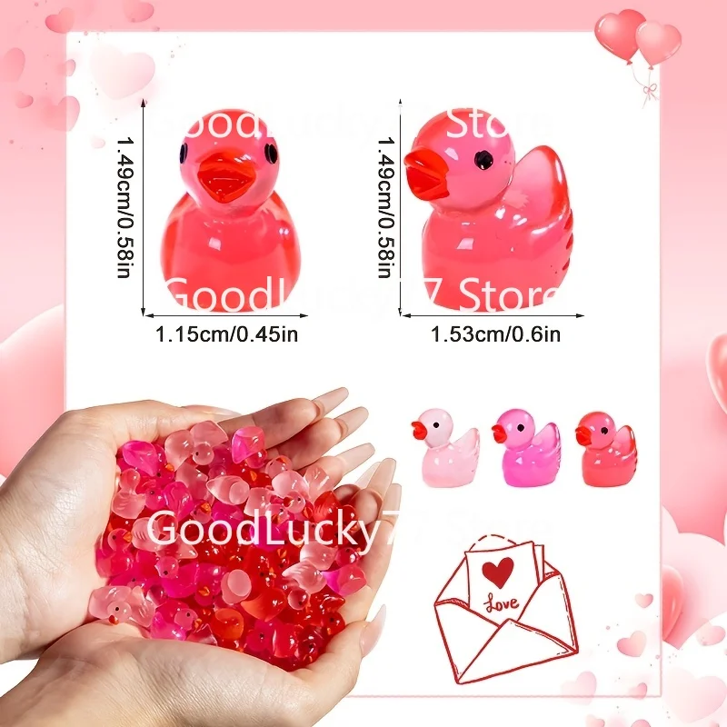 100/50pcs red pink Mini Resin duck glow in the dark Christmas and Valentine's Day Mother's Day Wedding gifts home decor ducks