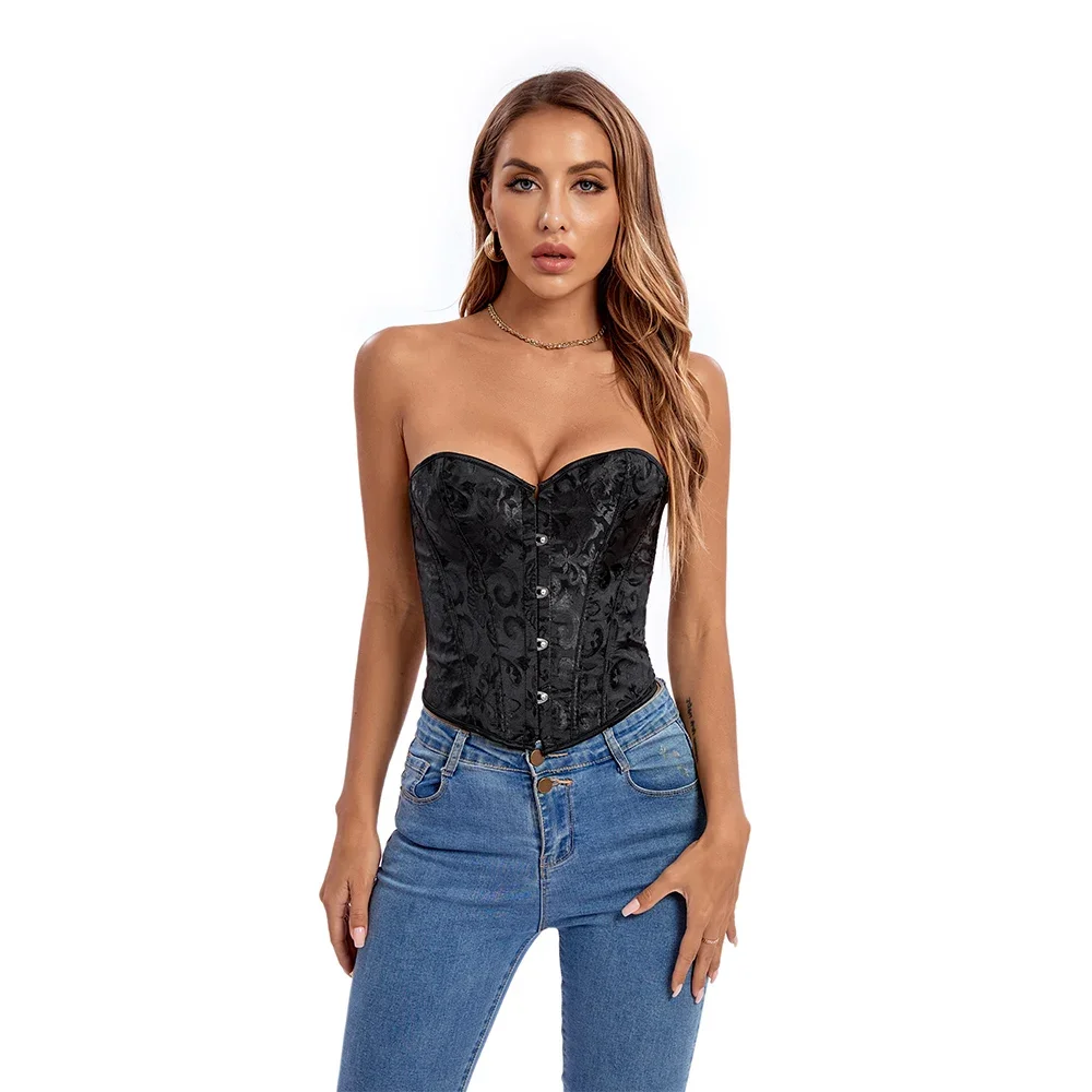 

Women Steampunk Corset Bustier Overbust Lingerie Sexy Corselet Lace Up Plus Size Brocade Crop Tops Vest Female Gothic Costume