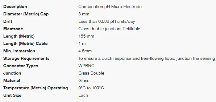 Original Orion PerpHecT ROSS Combination pH Micro Electrode 8220BNWP 9810BN 9863BN 9826BN Micro pH Electrode