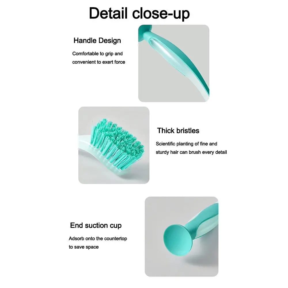 Portable Multifunctional Pot Cleaning Brush Vertical Suction Cup Sink Cleaning Scrub Long Handle Dishwashing Brush Kitchen